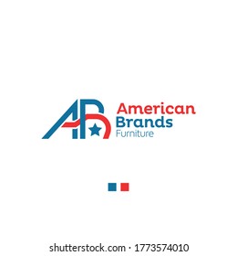 AB american brands logo design vector