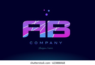 ab a b  creative color blue background pink purple magenta alphabet letter company logo vector icon