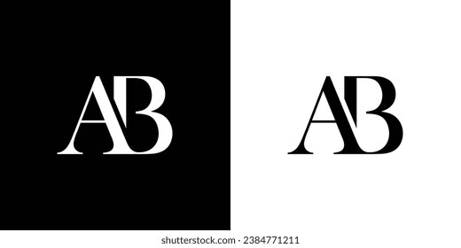 AB a b letter design logo logotype concept with serif font and elegant style. Vector illustration icon with letters A and B.