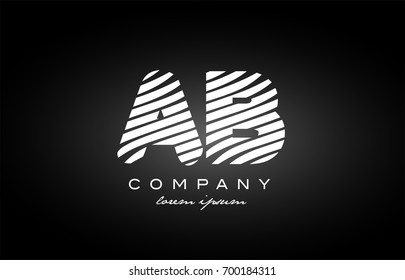 AB A B letter logo combination black white alphabet vector creative company icon design template modern