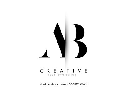 AB A B Letter Logo Design with Creative Shadow Cut Vector Illustration Design.