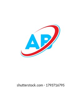 Diseño de logotipo de letras AB A B. Letra inicial del logotipo del monograma superior del círculo AB en forma de círculo, rojo y azul. logotipo AB, diseño A B. ab, a