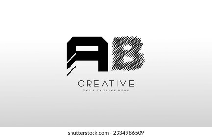 AB A B Letter Logo Design in Black Colors. Creative Modern Letters Vector Icon Logo Illustration.