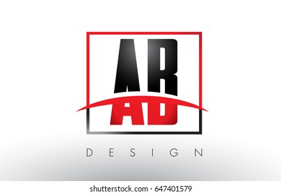AB A B Logo Letters with Red and Black Colors and Swoosh. Creative Letter Design Vector.