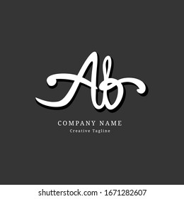 Ab A b Monogram Handwritten capitalized the first letter of black and white initials logo, fashion, boutique, botanical, wedding, with memorable simply design for any company or business