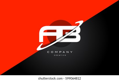 ab a b  red black white technology swoosh alphabet company letter logo design vector icon template 