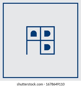 AB,  A and B, Uppercase Letter Initial flat and clean Logo Design Template Vector Illustration