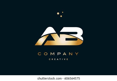 ab a b  white yellow gold golden metal metallic luxury alphabet company letter logo design vector icon template