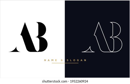 Monograma del logotipo de las letras abstractas AB, BA