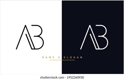 Monograma del logotipo de las letras abstractas AB, BA