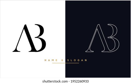 AB ,BA Abstract Letters Logo Monogram