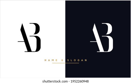 Monograma del logotipo de las letras abstractas AB, BA