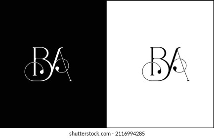 Monograma del logotipo de las letras abstractas AB, BA