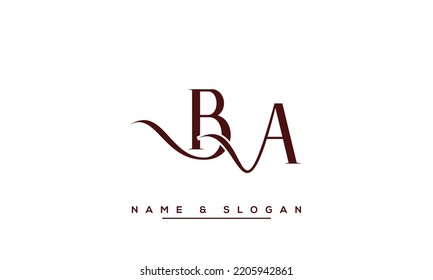 Monograma del logotipo de las letras abstractas AB, BA