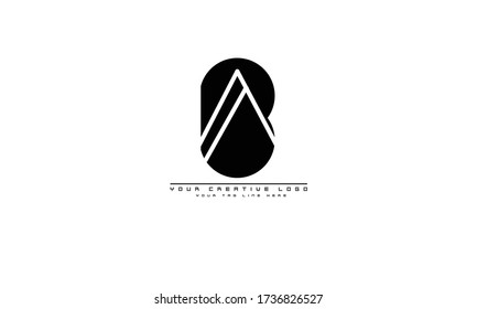 AB BA abstract vector logo monogram template