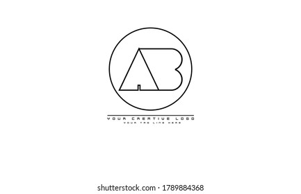 AB BA abstract vector logo monogram template