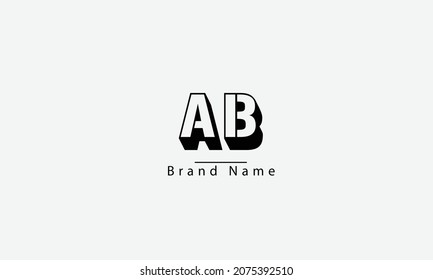 AB BA A B 3d abstract vector logo monogram template