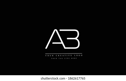 AB, BA , A and B abstract vector logo monogram template