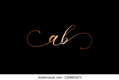 ab ba Cursive Letter Initial Logo Design Template Vector Illustration