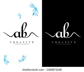 ab, ba handwriting letter logo design vector