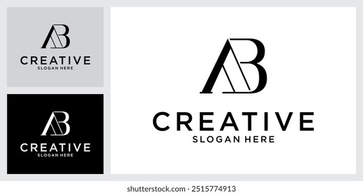 Modelo vetorial de design de logotipo de letra inicial AB ou BA