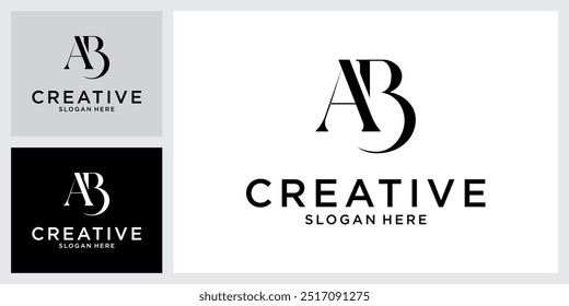 Modelo vetorial de design de logotipo de letra inicial AB ou BA