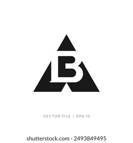 AB BA letter initials logo with negative space triangle