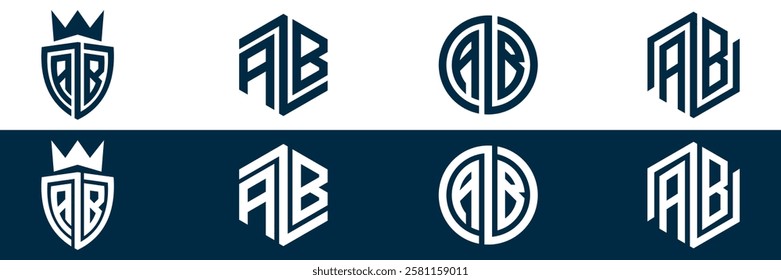 AB BA letter logo set design