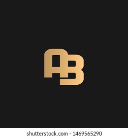 Ab or BA  logo vector. Initial letter logo, golden text on black background