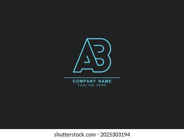AB or BA minimal abstract creative and line art logo icon