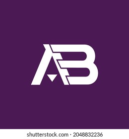 AB or BA minimal creative logo with negative space effect