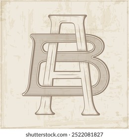 AB, BA, monograma AB , Logo AB, Monograma de colheres, Monograma de duas letras, Monograma de bloqueio Digital, Criador de monogramas de casamento. Elegante alfabeto de estilo histórico para convites de grupo. 