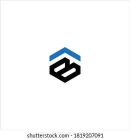 AB or BA Unique modern flat abstract logo design with blue and gray color.