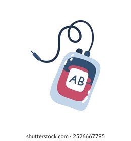 Paquete de donante de tipo de sangre AB en diseño de Vector plano.
