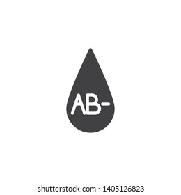AB- blood type vector icon. Blood drop filled flat sign for mobile concept and web design. AB minus, negative blood group glyph icon. Symbol, logo illustration. Vector graphics
