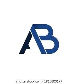 AB blue origami letter logo design vector. Minimal logo template.