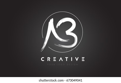 AB Brush Letter Logo Design. Artistic Handwritten Brush Letters Logo Concept Vector.