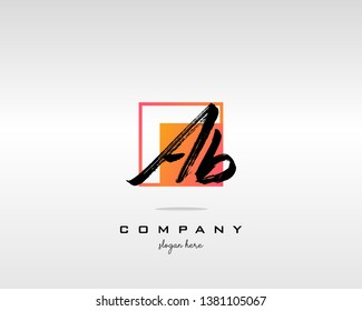 AB Brush Stroke Letter Logo Design. Colorful Paint Logo Leters Icon with Elegant Shape Vector Design.  
