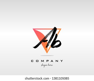 AB Brush Stroke Letter Logo Design. Colorful Paint Logo Leters Icon with Elegant Shape Vector Design.  
