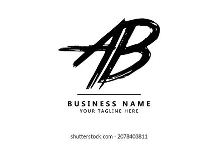 AB Brush Stroke Letter Logo Design. Black Paint Logo Letters Icon with Elegant Vector Design.