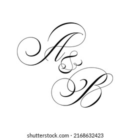 AB Calligraphy Monogram initial letters logo Design