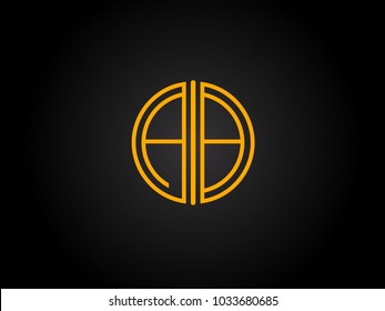 AB Circle Shape golden yellow Letter logo Design