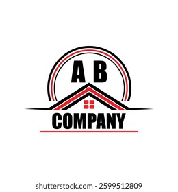 AB Company Logo Modern House and Real Estate Design