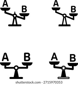 AB Comparison Balance Scale Icons Set