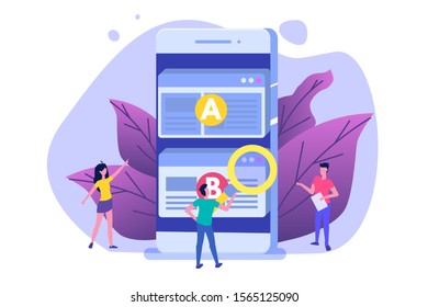 A-B comparison. Split testing  concept. Vector illustration.