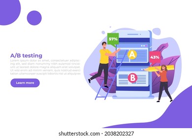 A-B comparison. Split testing concept. Vector illustration.