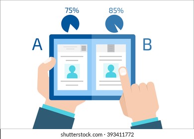 A-B comparison. Split testing. Concept computer vector illustration. Usability Evaluation