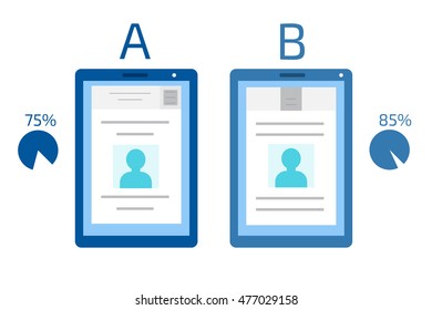 A-B comparison. Split testing concept