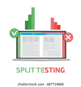 A-B comparison. Split testing. Concept with computer vector illustration