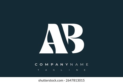 AB Creative Abstract Typography Logo Design. Elegant logo combining bold typography and creative shapes, ideal for branding and identity solutions.